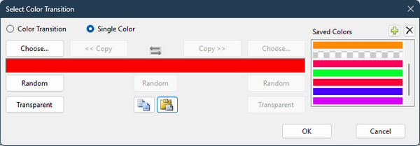 The Select Color Transition Window (single color mode)