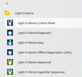 Run the Light-O-Rama Control Panel from your computer's Start menu