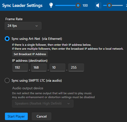Sync Leader Settings