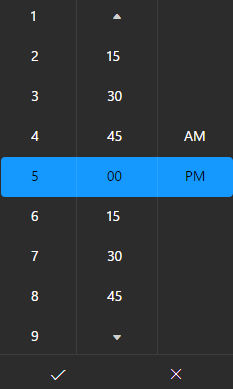 Setting time with the scheduling interval set to 15 minutes.