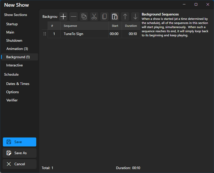 The Background section, with a single sequence