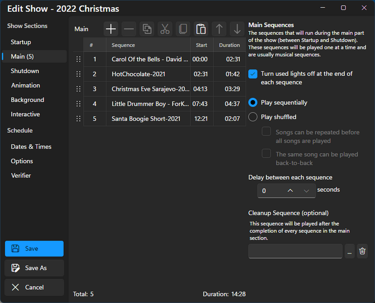 The Show dialog