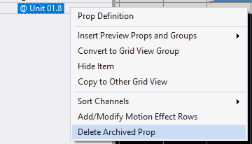 Delete an archived prop directly from the sequence grid Delete an archived prop directly from the sequence grid