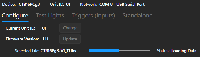 Firmware in the process of being loaded Firmware in the process of being loaded