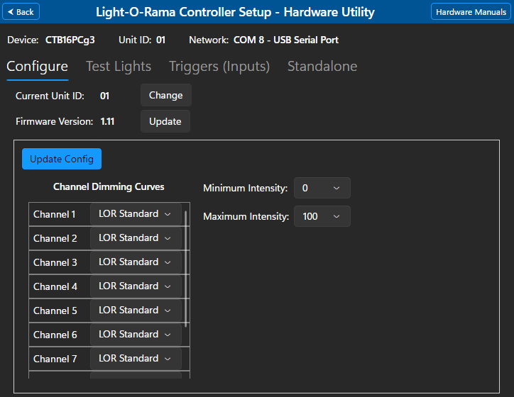 AC configuration screen AC configuration screen