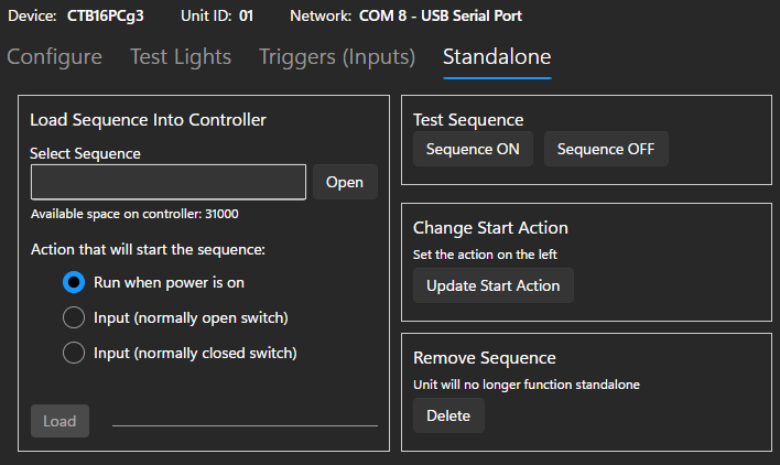 The Standalone Sequence tab The Standalone Sequence tab