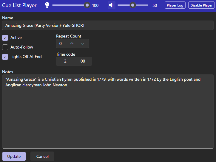 Editing a Cue Editing a Cue