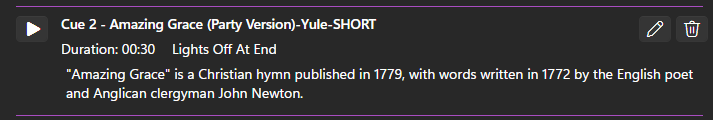 A cue that is not playing A cue that is not playing