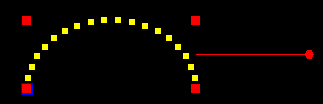Selected prop showing 4 scaling handles and a rotation handle Selected prop showing 4 scaling handles and a rotation handle