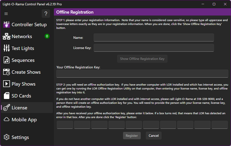 The Offline Registration Screen The Offline Registration Screen