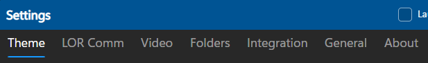 The Settings tabs