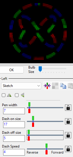 A sketch that uses dashed paths