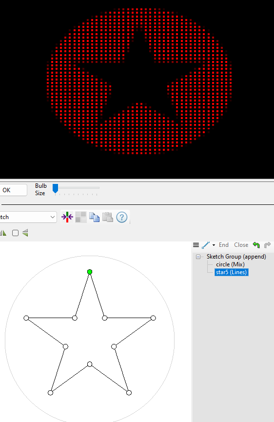 The star cuts a hole in the outer circle