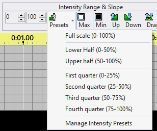Presets Menu. Upper and lower half are built-in, the quarters are presets. Presets Menu. Upper and lower half are built-in, the quarters are presets.