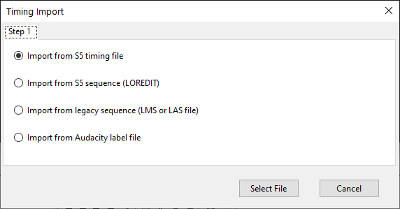 Timing grid import - source selection Timing grid import - source selection