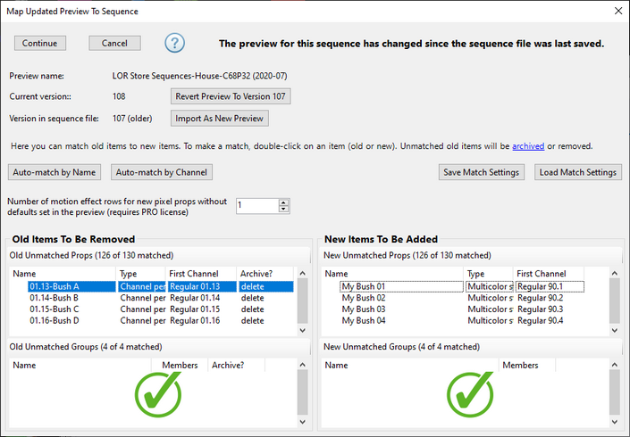 The Map Preview To Sequence dialog